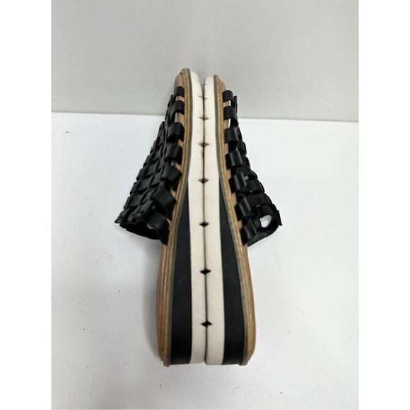 Me too Arien Sandals Womens Size 6.5 Black Woven Slip On Leather Slide - Picture 6 of 8
